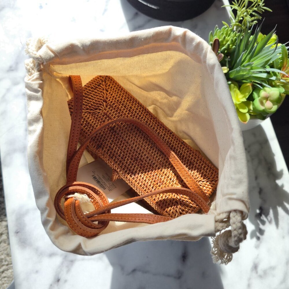 Bembien Flora Crossbody Rattan Bag Handmade NEW $210 Straw Woven - Picture 2 of 10